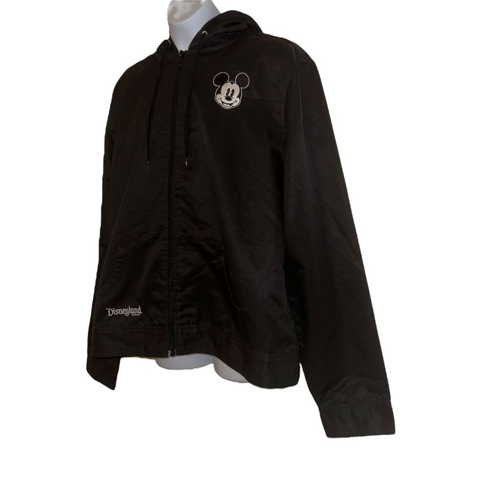 Disney Lightweight Jacket Big Boys L Black Mickey Mouse Lined Hooded Embroidered - Picture 5 of 11